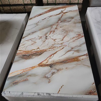 High Glossy Golden 2.5mm Marble Plastic Sheet Pvc Wall Panel Pvc Marble Panel Flexible Artificial UV Marble Sheets