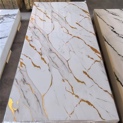 High Glossy Golden Pvc Marble Panel Flexible Artificial UV Marble Sheets Formaldehyde-free